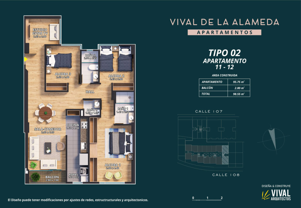 Apartamentos Tipo 2. Vival de la Alameda. Pasadena Bogota