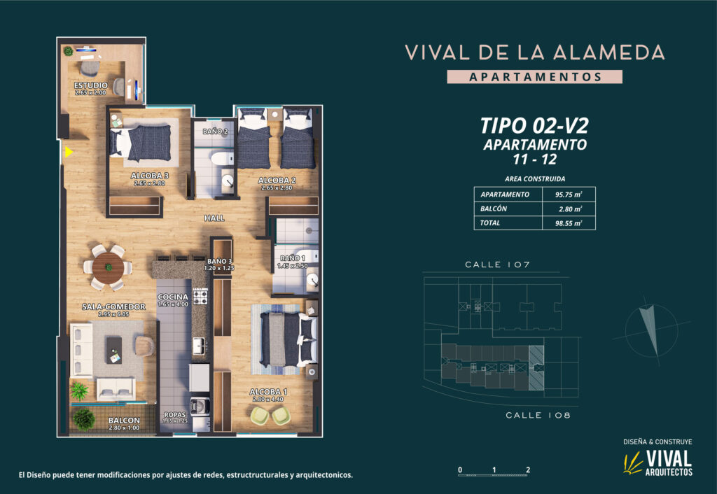Apartamentos Tipo 2 Version 2. Vival de la Alameda. Pasadena Bogota
