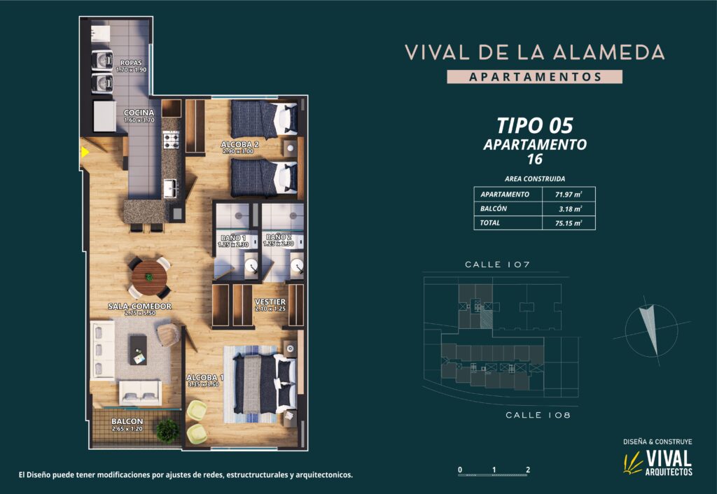 Apartamentos Tipo 5 Version 2. Vival de la Alameda. Pasadena Bogota