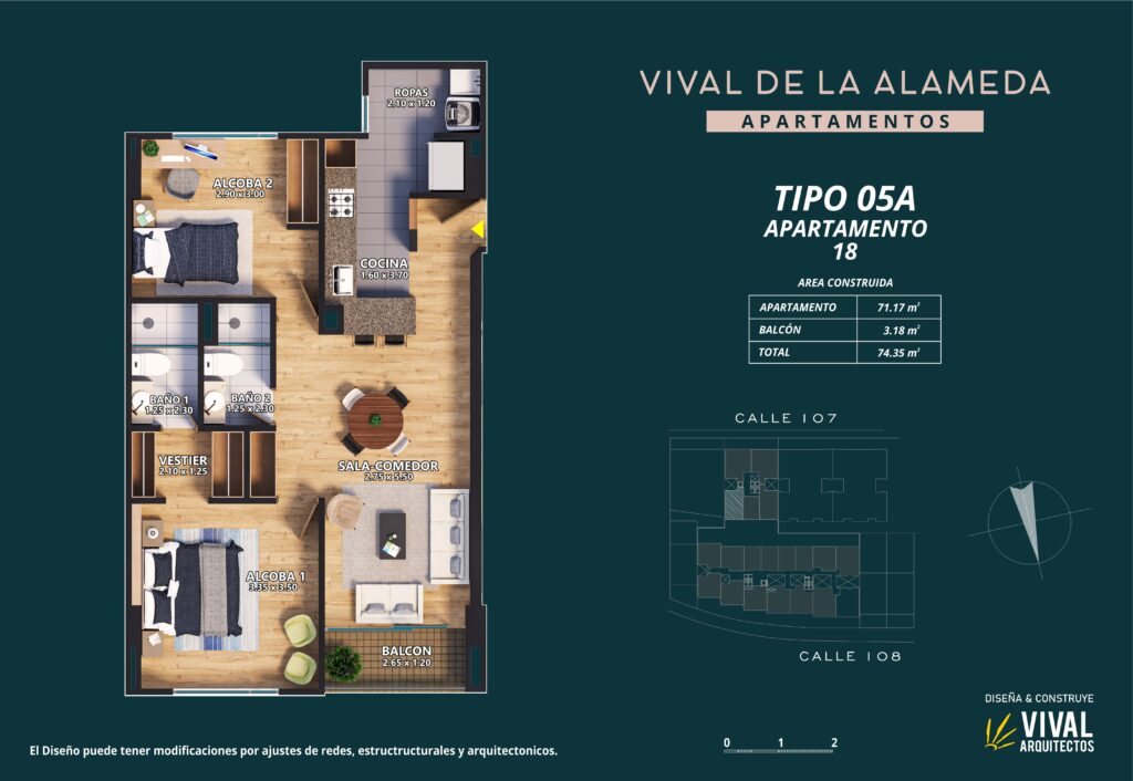 Apartamentos Tipo 5a Version 2. Vival de la Alameda. Pasadena Bogota