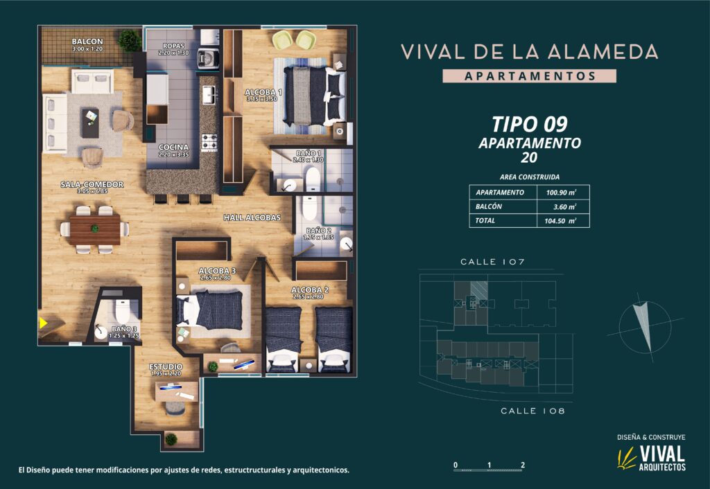 Apartamentos Tipo 9 Version 2. Vival de la Alameda. Pasadena Bogota
